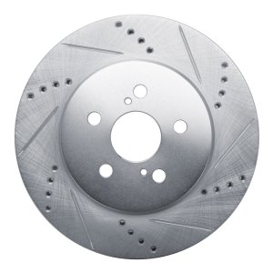 Toyota Prius Prime Brake Rotor (1) - Front Right - R1 Concepts - Drilled & Slotted - Silver - `19-`25